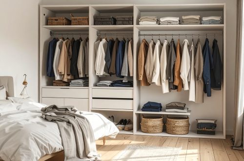 Värijärjestykseen lajiteltu vaatekaappi tuo selkeyttä pukeutumiseen.